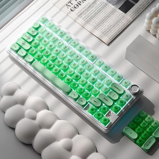 PBT Keycaps, XVX Green Apple Jelly HOA Profile, 132-Key Cute Custom Keycaps (for Mechanical Keyboards with Cherry/Gateron MX Switches)-Apple Green