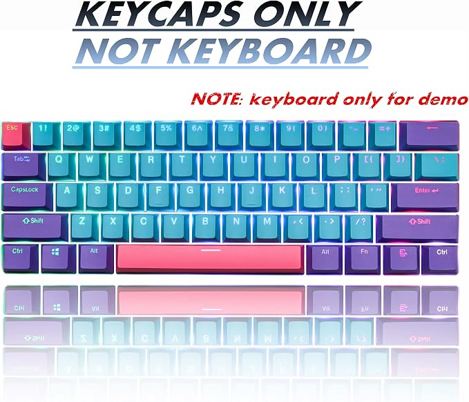GTSP 61 Keycaps 60 Percent, OEM Profile PBT Keycap Set with Key Puller for Mechanical Keyboard Joker (Only keycaps) Blue