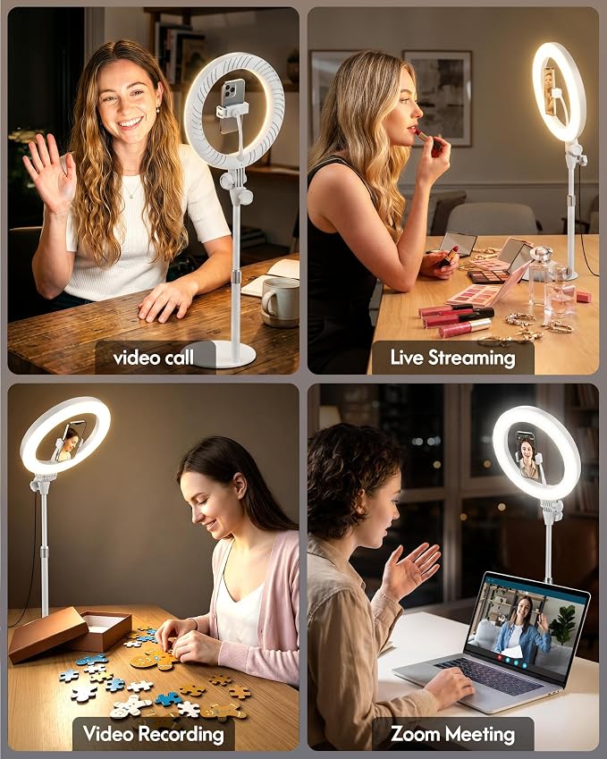 Ring Light with Stand, Zoom Lighting for Computer Video Conference, Video Calls, Home Office, Lighting for Video Recording
