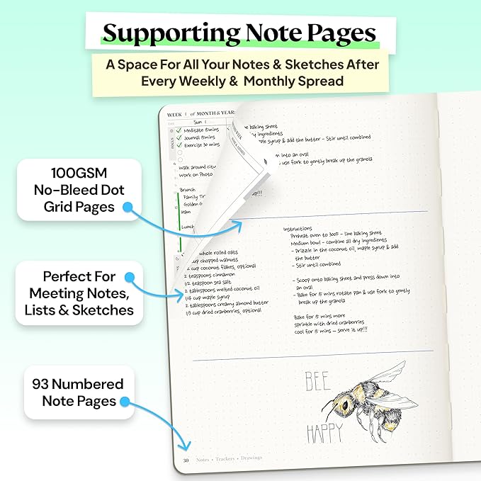 Roterunner Purpose Planner Notebook B5 7.5”x9.8” 12 Month Undated 2026 Daily Weekly and Monthly Productivity Goal Setting Tool for Work Home ADHD Planner for Adults Self Care Journa (Black)