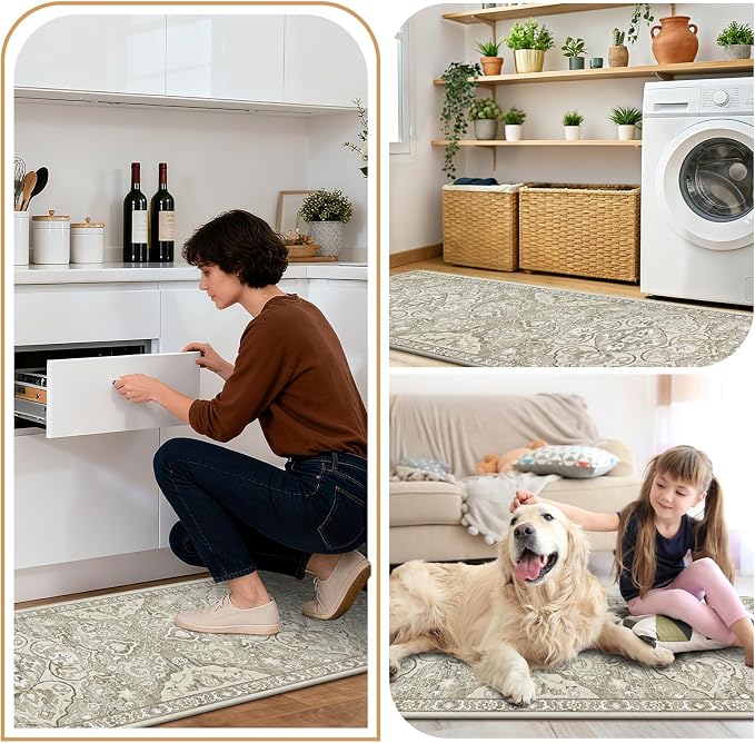 Ileading Anti Fatigue Kitchen Rugs Sets of 2 Cushioned Kitchen Mats for Floor Waterproof Kitchen Mat Set Non Slip Comfort Standing Mat for Kitchen, Office, Sink, Laundry