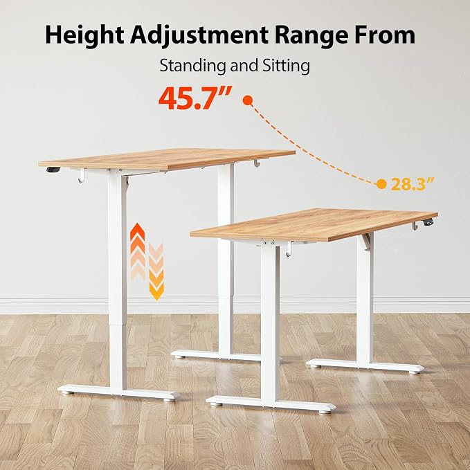 Agilestic Electric Standing Desk, 63 x 24 Inches Height Adjustable Desk, Sit Stand up for Work Office Home, Ergonomic Rising Computer Table with Memory Preset, Light Rustic Brown