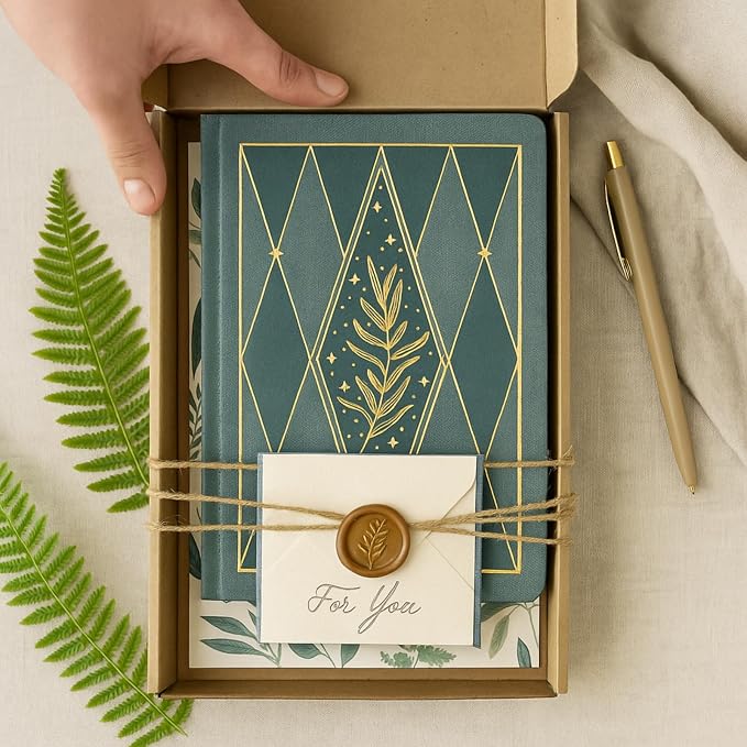 Crein Lynh Dot Grid Journal with 160GSM Thick Paper, 192 Pages, A5 Dotted Notebook for Work, School, Travel | 180° Lay Flat, Foil Stamped Cover, Elastic Band, 2 Bookmarks & Inner Pocket,Dark Green