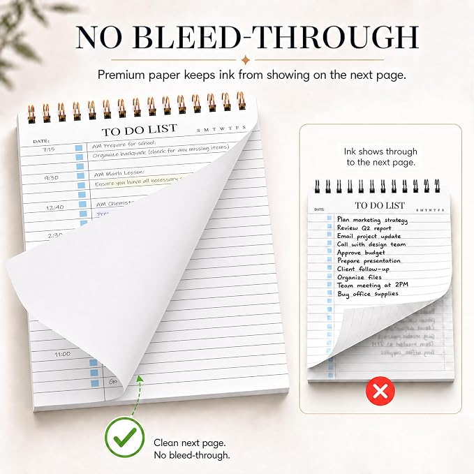 KAICN To Do List Notepad, Undated Daily Planner Notepad with To Do List Notebook Checklist Planner Spiral Waterproof Notepad for Office Supplies, School Planner, Blue, 52 Sheets, 5.5"*8.3" A5 Size