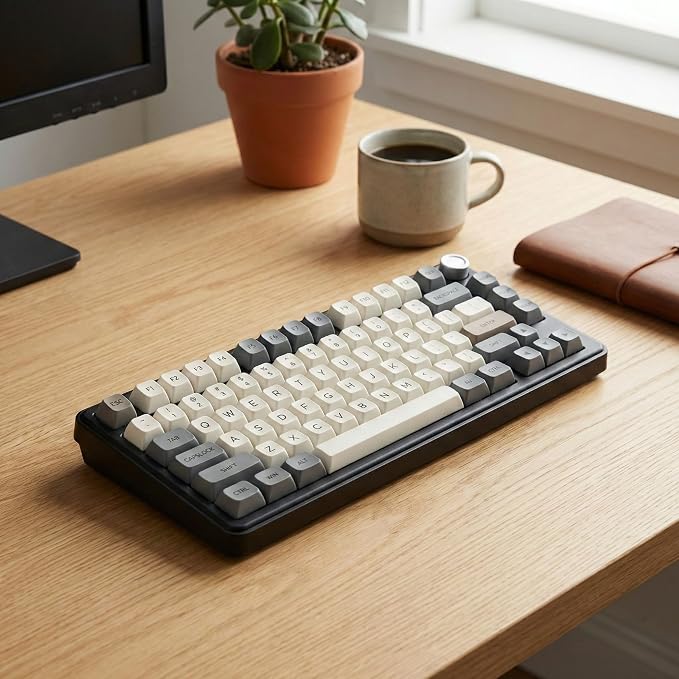 133 Keys PBT Dye Sublimation Keycaps, Retro Grey White Minimalist Keycap Set, XDA Profile Custom Keycaps for Mechanical Keyboard 60% 65% 75% 100% Cherry MX Switches
