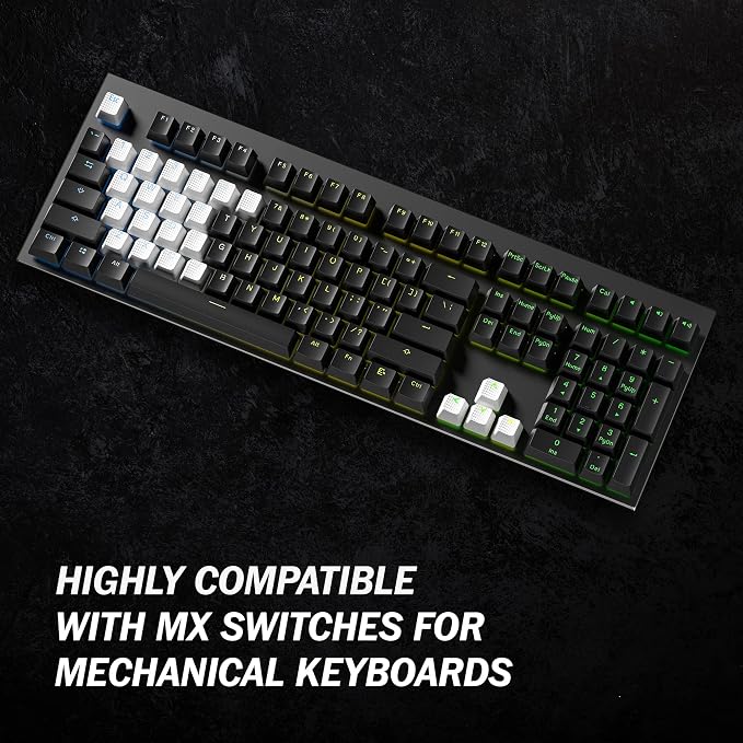 HK Gaming Rubber Keycaps Set | Anti-Slip Texture | Doubleshot Backlit Keycap Set | 23 Keys OEM Profile Key Set | for Mechanical Keyboard | Compatible with Cherry MX, Gateron, Kailh | White