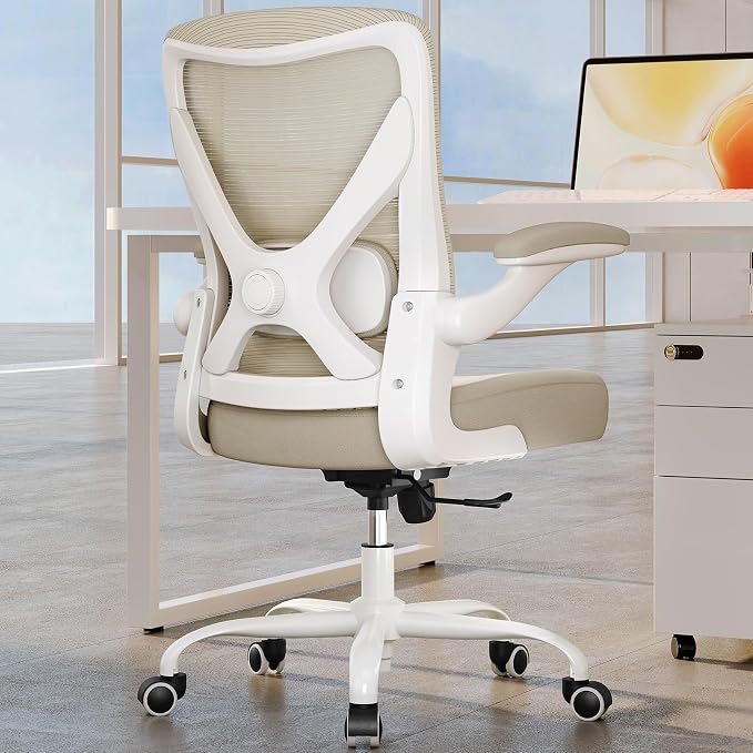 Ergalithic Ergonomic Office Chair - X-Shaped Computer Desk Chair Comfy, Gaming Chair, Office Chair with Lumbar Support, Mesh Office Chairs, Desk Chair for Long Hours(White Beige)