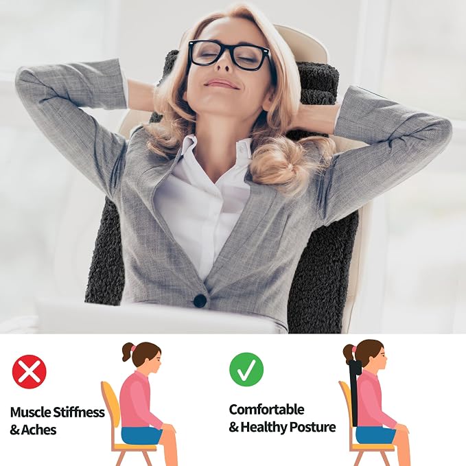 HOMBYS Sherpa Fleece Lumbar Support Pillow with Headrest for Recliner,Memory Foam Chair Cushion for Back Pain,Big High Back Support for Recliner with Chair Headrest for Elderly (Black)