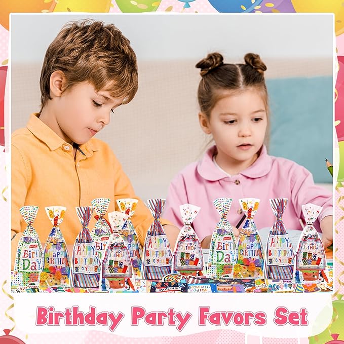 194 Pcs Birthday Return Gifts Birthday Classroom Stationery Party Favors Includes Notebook Ballpoint Pen Bookmark Sticky Notes Goodie Bag Stuffers Gifts School Student Rewards Prize
