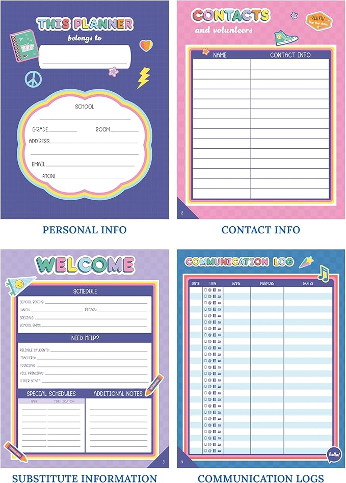 Carson Dellosa We Stick Together Teacher Planner 2026-2027, Undated 8" x 11" Lesson Plan Book with Retro Stickers, Class Schedule, Weekly Calendar, Homeschool and School Supplies, Classroom Must Haves