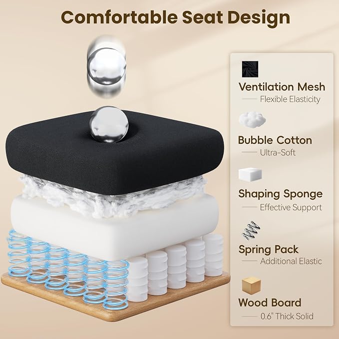 Ergonomic Office Chair, Mesh Computer Desk Chairs with Adjustable Lumbar Support, 3D Armrests, Tilt Function, Comfy Wide Seat, Executive Work Task Chair for Company and Home (Sponge Cushion)