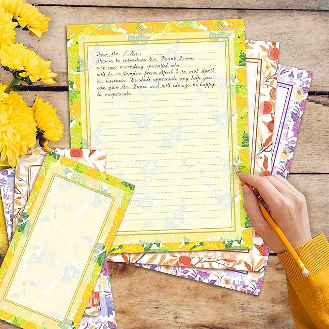 72 Pieces Stationery Set (48 Sheets paper & 24 Pcs Envelopes) 8.5 x 11 In, Vintage Morris Floral Thick Writing Stationary, Both Sides Lined, Girls Kids Birthday Party Invitations Gift Love Letter