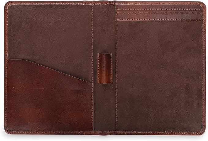 Leather Junior Padfolio 5x8 – Refillable Notepad Holder, Slim Business Portfolio Organizer, Compact Writing Pad Cover for Professionals, Men & Women (Wine)