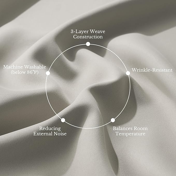 NICETOWN 100% Blackout Curtain Panels 84 inch Long for Living Room, Bone White, 2 Panels, Thermal Insulated Farmhouse Blackout Window Drapes for Bedroom