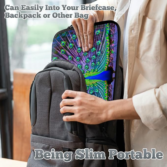 Universal Tablet Laptop Sleeve Case 10 inch, Peacock Slim Carrying Case Travel Laptop Bag Durable Handbag for 7 to 10-inch Laptops/Notebook/Kids Tablet/ipad/eBook Readers