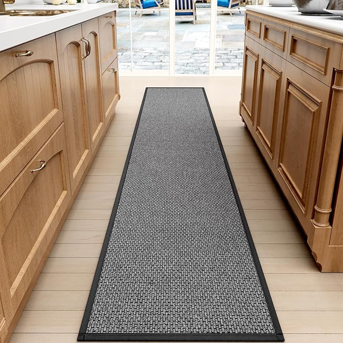 SUMLANS Kitchen Mat 1 PCS, Cushioned Non Slip Rugs for Kitchen Floor, Absorbent Runner Comfort Standing Mats Washable for Kitchen, Office, Home (Black, 17.3"x95")