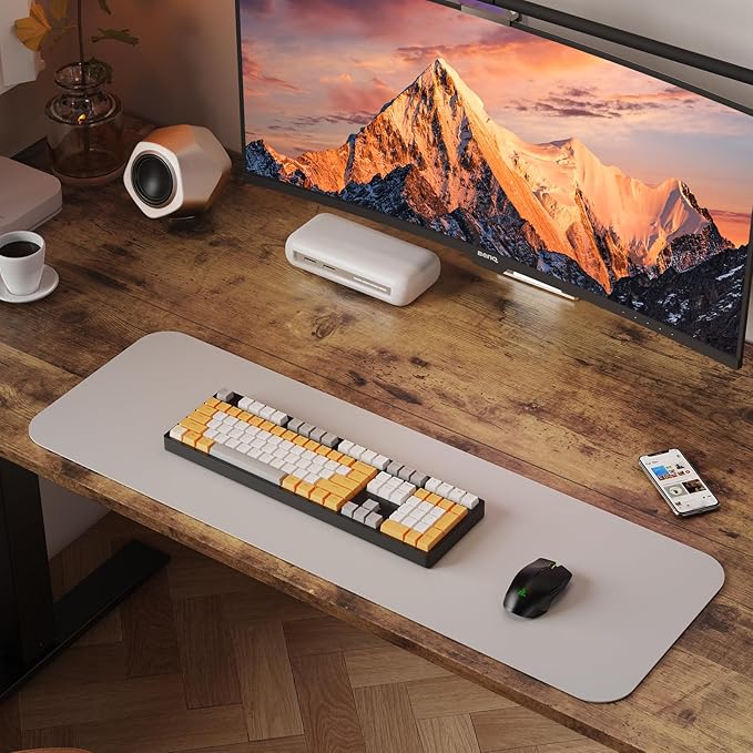 WALKINGDESK 40x24 Inches Height Adjustable Electric Standing Desk with 2 Hooks for Home Office, Ergonomic Sit Stand up Desk with Splice Board, Rustic Brown
