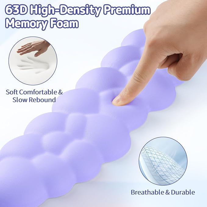 Sushret Cloud Wrist Rest Keyboard, Cloud Keyboard Wrist Pad Set with PU Leather Memory Foam, Cute Arm Rest for Palm Support, PC/Gaming Desk Accessories/Office Setup/Computer Hand Cushion - Purple