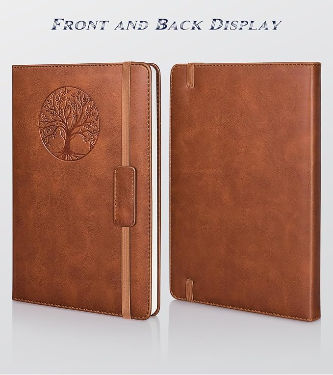 Biuwory Blank Journal Notebook for Women Men, Hardcover Leather Sketchbook 5.7"×8.3", 140 Pages Unlined Sketch book for Drawing, Writing, Travel, School & Work, Journaling Notebooks (Brown)