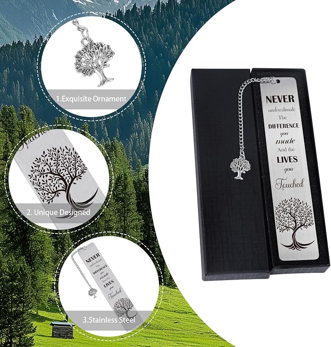 Inspirational Bookmark with Pen Gifts - Positive Gift for Book Lovers, Motivational Quotes Christmas Birthday Appreciation Retirement Encouraging Graduation Present for Men Women Friends