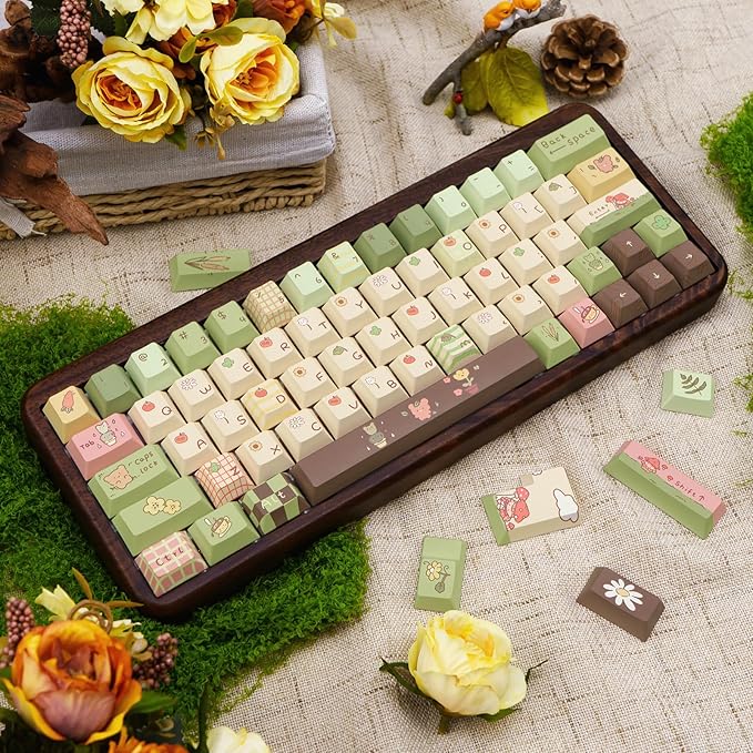 150 Keys Cute Keycaps, Dye Sublimation PBT Customized Cherry Profile Keycaps Cartoon Bear Keycap Set for Cherry MX Gateron Switches Mechanical Keyboards