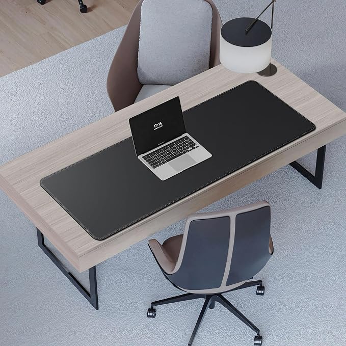 CENNBIE Leather Desk Mat Protector, 51.2" x 16" Extra Large Leather Office Desk Pad Mat for Full Desk, Computer Desk Mat on top of desks - Oversized Large Mouse Pad (Black)