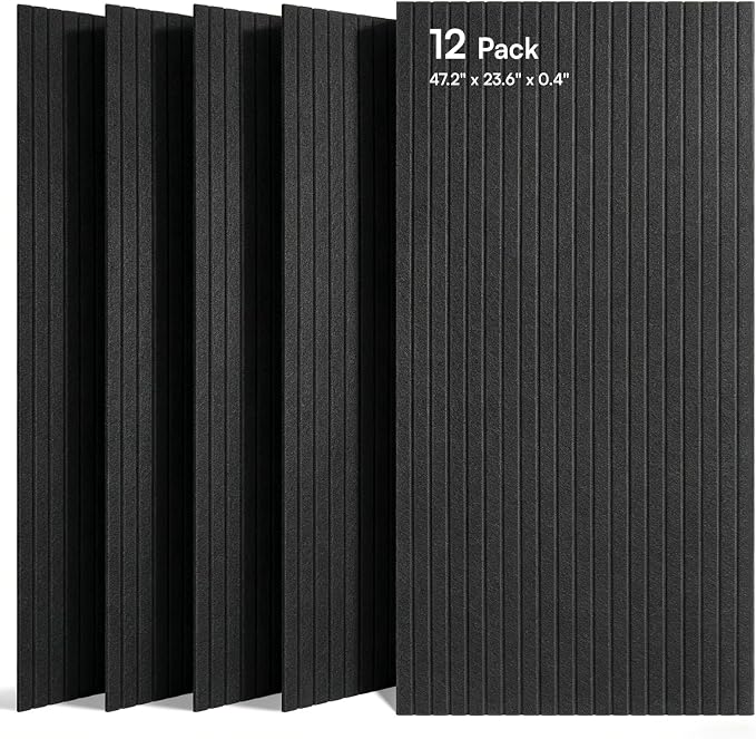 SODOCT 12 Pack Large Acoustic Panels, 47.2" X 23.6" X 0.4" Sound Proof Panels for Walls, High Density Sound Absorbing Panels for Home Studio & Office, Black
