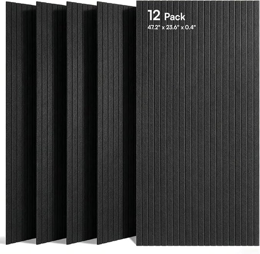 SODOCT 12 Pack Large Acoustic Panels, 47.2" X 23.6" X 0.4" Sound Proof Panels for Walls, High Density Sound Absorbing Panels for Home Studio & Office, Black