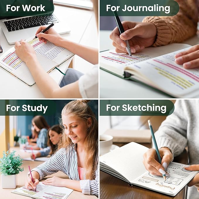 Taja Dotted Journal Notebook for Women & Men, Hardcover Leather Journal for Writing, A5 Dotted Journaling Notebook for Work & Sketching, Perfect for Office School Home Supplies, 160 Pages, Butterfly