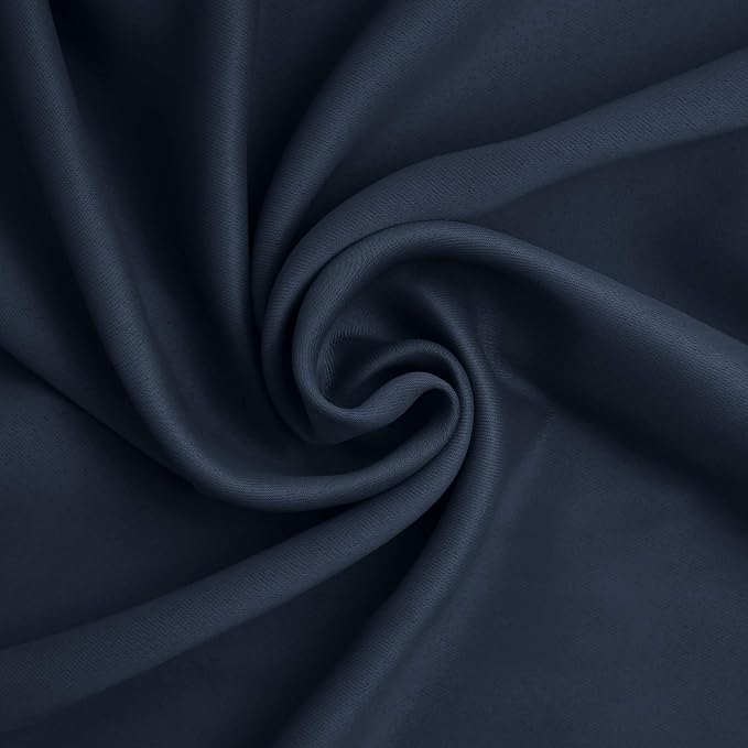 Sun Zero Nordic 2-pack Theater Grade Extreme 100% Blackout Grommet Curtain Panel Pair, 52" x 84", Navy Blue