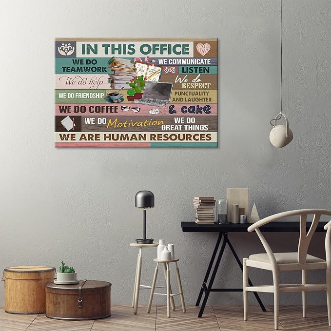 Inspirational Wall Art for Office In This Office We Are Human Resources Wall Art Office Wall Decor Modern Motivation Quotes Painting Prints Prints Artwork for Home 24x16in Framed