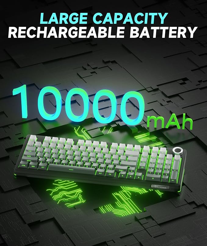 SOLAKAKA KI99 Pro 96% Wireless Mechanical Keyboard, RGB Gaming Keyboard, Hot-Swappable Pre-Lubed Switches, Gasket Structure Creamy Keyboards (Gradient-Black, Non-Silent Version)