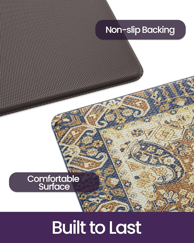 DEXI Kitchen Mats for Floor Cushioned, 23x86 Extra Large Long Runner Rug Non Slip, Waterproof Soft Comfort Standing Padded Anti Fatigue Decorative, Brown Beige