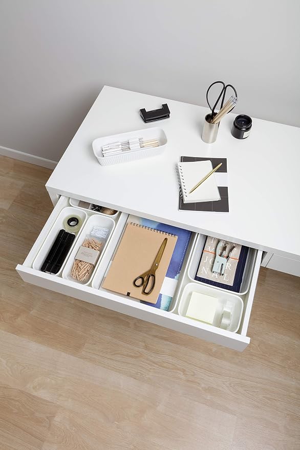 TATAY Storage Basket Baobab Drawer Organisation Elegant Functional Design | Storage Basket Household | Dimensions 9x24x5.6 cm | BPA-Free Material | Home and Office Organisation, Grey