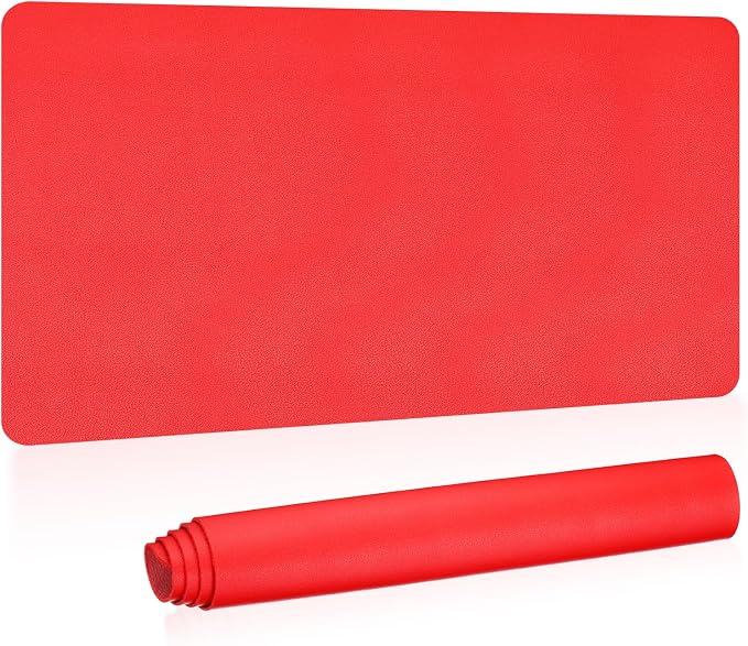 Patikil Desk Mat, 31"x15" Non-Slip Waterproof PU Leather Desk Pad, Dual Sided for Office/Home Study, Red