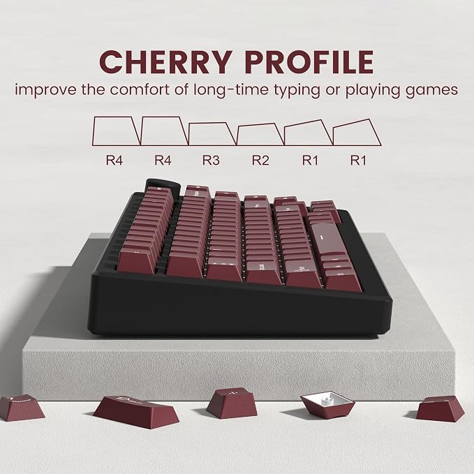 dagaladoo Double Shot PBT keycaps Set,Dark Red Keyboard caps,Cherry Profile Keycaps 60 65 75 100 Percent,126- Key Custom keycaps for Mechanical Keyboard Gaming(61/64/68/84/87/100/104/108)