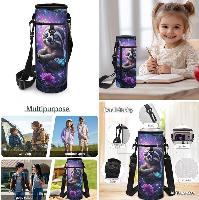 Doojoayie Kindergarten Backpack for Girls Personalized Bookbag with Lunch Box Sloth Backpack for Kids 3-5 5-7 Cute School Bag for Preschool Girls Best Back to School Gifts for Daughter