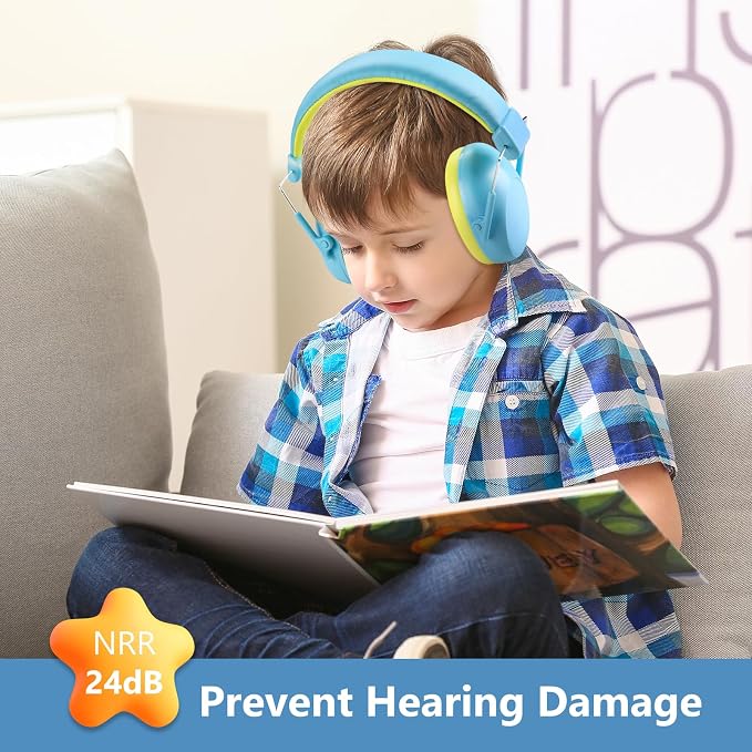 ProCase Kids Noise Cancelling Headphones, Kids Ear Protection Monster Jam Truck, Fireworks Hearing Protection Noise Reduction, Noise Canceling Earmuffs for Sensory Autism Toddler Children -Blue