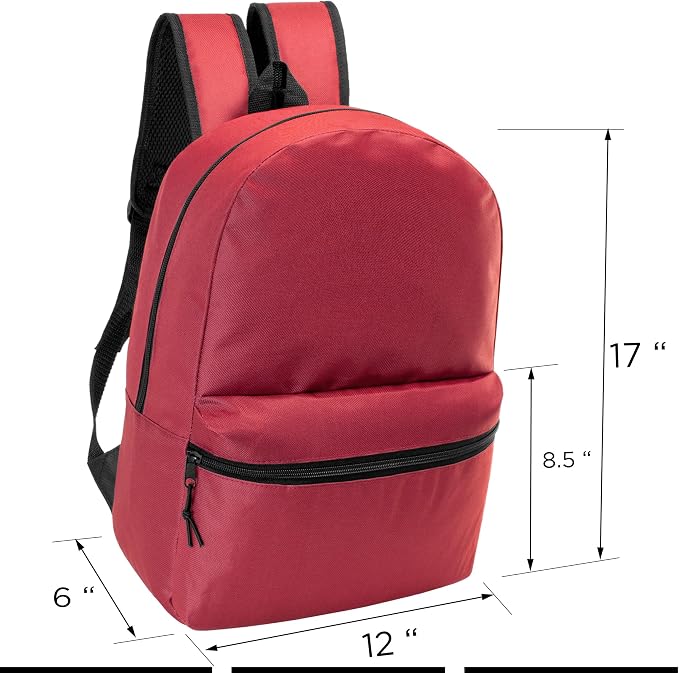 17" School Backpacks for Kids - Backpacks in Bulk for Elementary, Middle, and High School Students in Assorted Colors