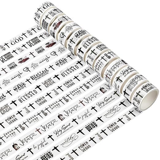 Janlaugh 24 Rolls Christian Washi Tape Gifts Bulk Religious Inspirational Scripture Supplies Blessed Bible Verse Washi Tape for Bible Journaling Study Crafting Easter DIY Gifts