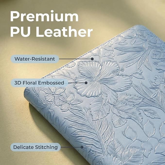 Portfolio Padfolio Binder, Faux Leather Professional Document Organizer with Business Card Holder, Letter-Sized Notepad Legal Pad Holder, Durable Executive Folder for Interviews, Meeting (Blue)