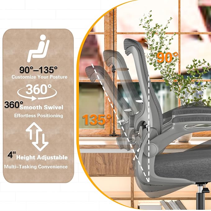 Ergonomic Office Chair - High Back Desk Chair with Adjustable Lumbar Support, Breathable Mesh Back, 330LBS Capacity, Easy Assembly, for Home Office Executive Computer Task