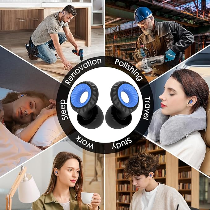Ear Plugs for Sleeping Noise Cancelling -30dB, 2-Pack Reusable Soft Noise Reduction Ear Plugs for Sleep, Travel,Deep Focus, Hearing Protection,Concert with Carrying Case(