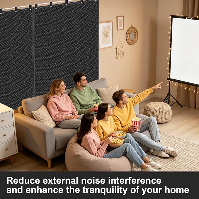 2 Pack Large Sound Dampening Blanket, 70" x 41" Acoustic Noise Reducing Curtain with Grommets, Heavy Duty Polyester Sound Absorbing Panel for Home Studio, Door, Window & Musical Instruments