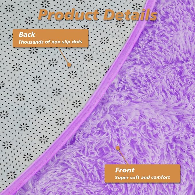 Super Soft Circle Rugs for Girls Princess Castle Toddlers Play Tent 3 Diameter Circular Area Rugs for Bedroom Home Decor Round Shag Playhouse Carpets(Φ3, Purple)