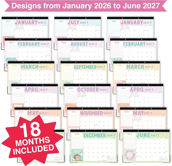 Hadley Designs Large Teacher Desk Calendar 2026-2027 - Desktop Calendar 2026, 18-Month Desk Calendars for Home, Office & Classroom, Cute Classroom Must Haves, Back to School Teacher Gifts