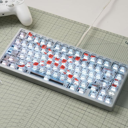Cherry Profile Transparent Keycaps Set, Custom Keyboard Key caps 115 Keys, Shine Through Street Graffiti Style Clear Keycaps for Mechanical Keyboard, Compatible with 60% 65% 75% 98% 100% Layout