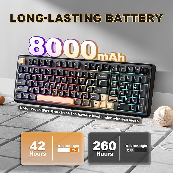 YUNZII B98 PRO QMK/VIA Wireless Mechanical Gaming Keyboard,96% Layout with Numpad and Cute Cat Knob, BT/2.4G/USB-C,Linear Switch Hot Swap Gasket,RGB for Win/Mac (Black, Candy Linear Switch)