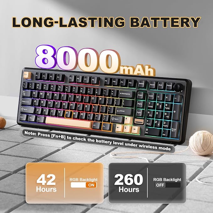 YUNZII B98 PRO QMK/VIA Wireless Mechanical Gaming Keyboard,96% Layout with Numpad and Cute Cat Knob, BT/2.4G/USB-C,Linear Switch Hot Swap Gasket,RGB for Win/Mac (Black, Milk V2 Linear Switch)