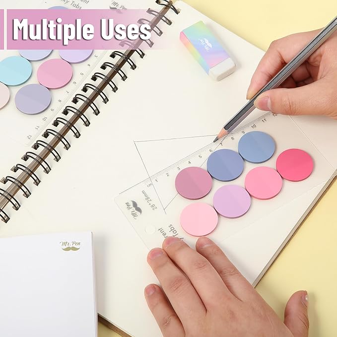 Mr. Pen- Transparent Sticky Note Set, 560Sheets, Colorful, Round Transparent Sticky Notes Set, Stocky Notes for Bible Journaling